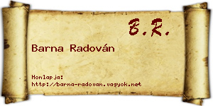 Barna Radován névjegykártya